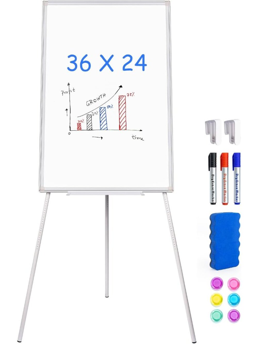 Easel Whiteboard 36 x 24 in, Stand Tripod with Height Adjustable